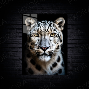 Beyaz Leopar Metal Tablo