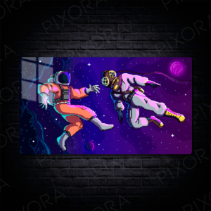 Pixel Art Space Metal Tablo