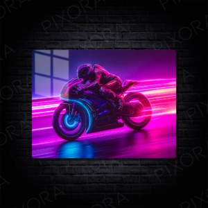 Neon Motorsiklet Metal Tablo